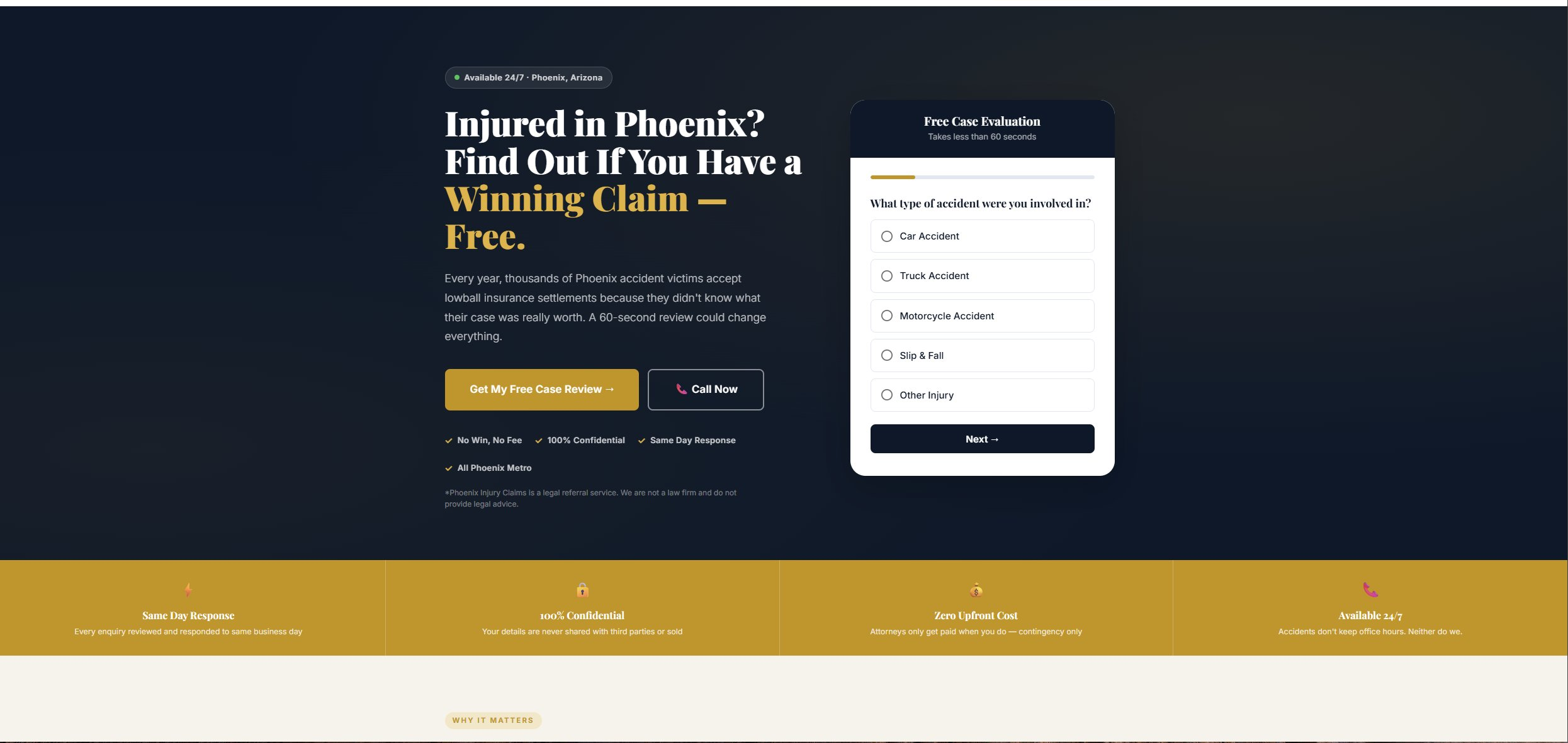 Lead generation landing page
